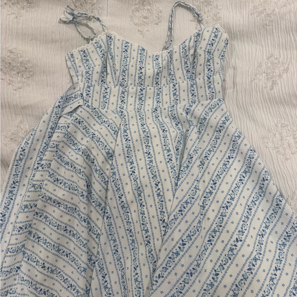 Blue and White Striped Dress